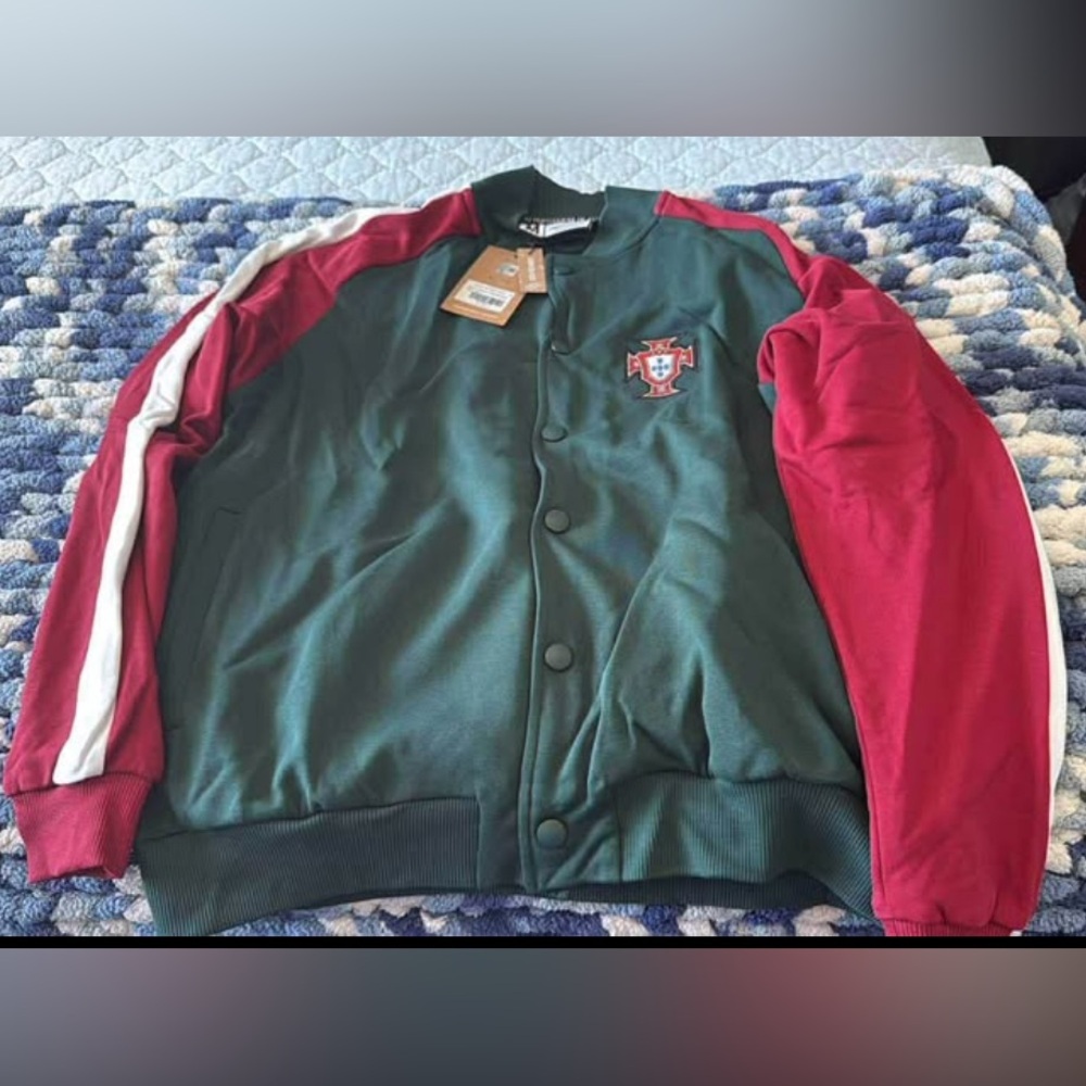 Green and Red Button-Up Jacket